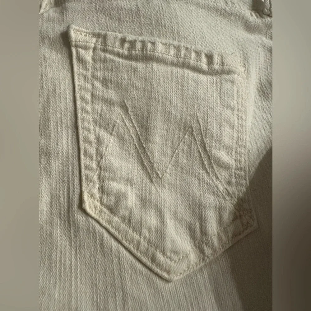 Mother Womens White Light Wash Coin Pocket Denim Straight Jeans Size 25